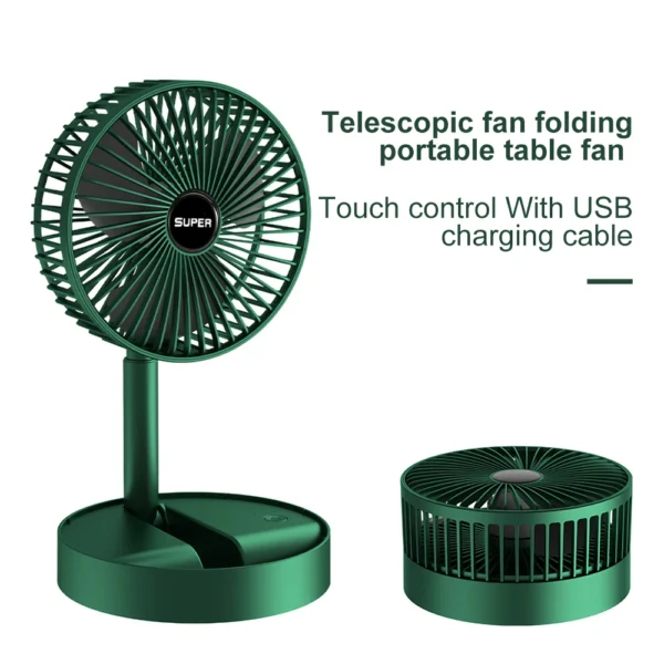 Rechargeable - Portable Telescopic Folding Fan Table Desk Fan | 3 Speeds Adjustable height Fan (Random color) - Image 5