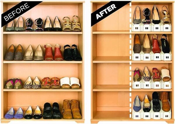 Pack of 2 Double Layer Adjustable Shoe Bracket Storage Shoe Rack | 2 In 1 Foldable Shoe Holder Space Saving (Random color) - Image 7