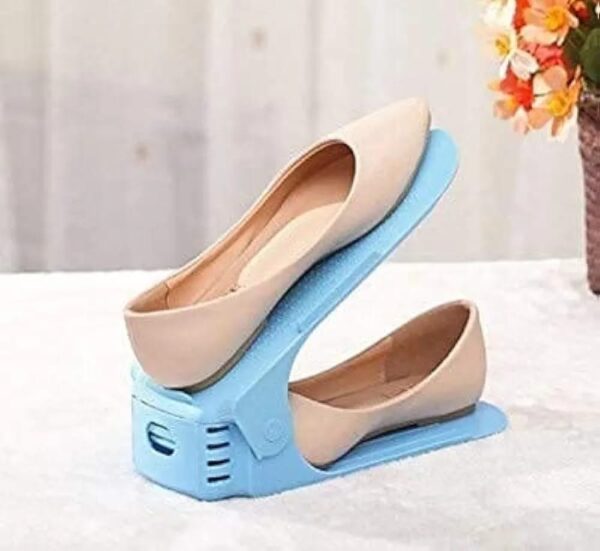 Pack of 2 Double Layer Adjustable Shoe Bracket Storage Shoe Rack | 2 In 1 Foldable Shoe Holder Space Saving (Random color) - Image 8