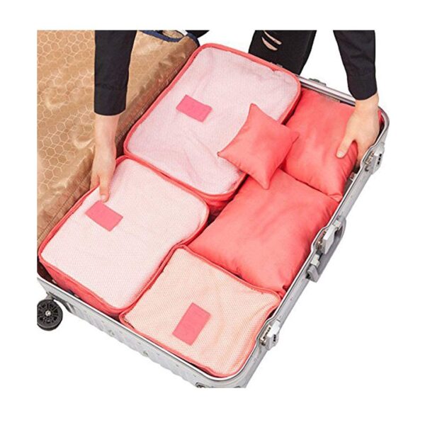 6pcs/Set Waterproof Travel Storage Bag | Portable Luggage Clothes Organizer | Cosmetic Pouch Packing Cubes Set (Random color) - Image 6