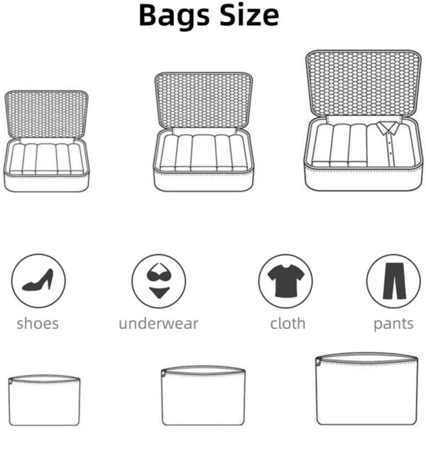 6pcs/Set Waterproof Travel Storage Bag | Portable Luggage Clothes Organizer | Cosmetic Pouch Packing Cubes Set (Random color) - Image 10
