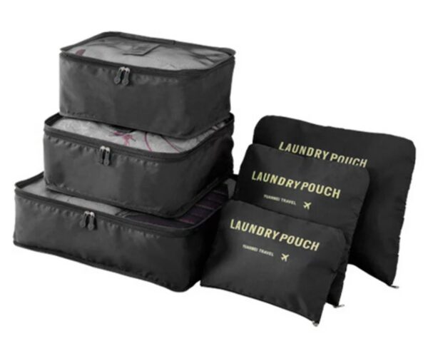 6pcs/Set Waterproof Travel Storage Bag | Portable Luggage Clothes Organizer | Cosmetic Pouch Packing Cubes Set (Random color) - Image 4