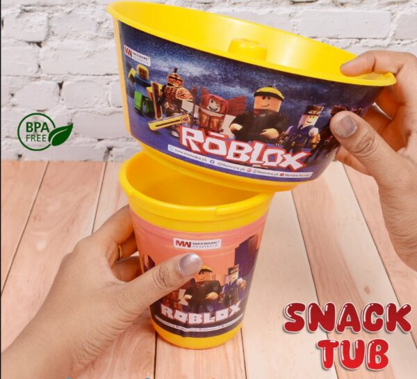 2 in 1 Snack Tub with Straw Glass For Kids Frozen Barbie Unicorn Encanto Roblox Characters For Kids (random color & Character) - Image 6