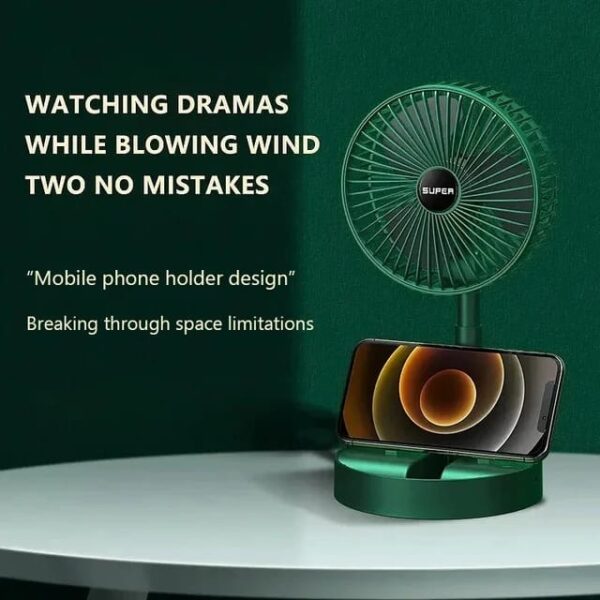 Rechargeable - Portable Telescopic Folding Fan Table Desk Fan | 3 Speeds Adjustable height Fan (Random color) - Image 3